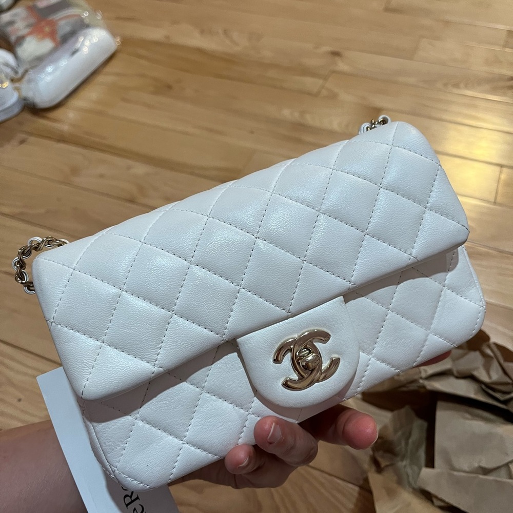 Chanel pearl mini flap bag